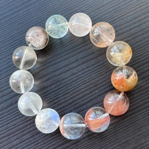 Great Quality Rare Inclusion Quartz Beaded Bracelet: Rutile, Phantom Quartz, Garden Quartz and Dumortierite