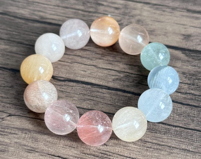 Pink Strawberry Quartz Zodiac Rabbit Beads Bracelets