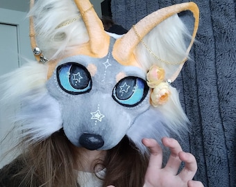 HQ Pearl Cross Fox Therian Mask || Lined
