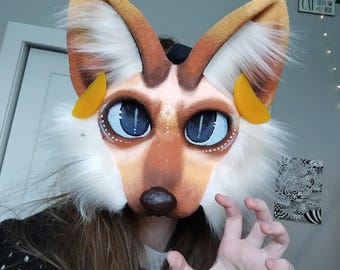 HQ Cinnamon Cross Fox Therian Mask || Lined