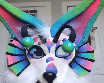 HQ Mythical Aquatic Canine Therian Mask || Lined + Padded + Poseable Antennae