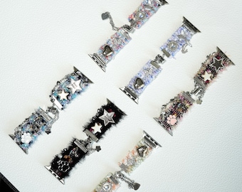 Correa de punto hecha a mano para Apple Watch: dijes de aleación, pulsera ajustable