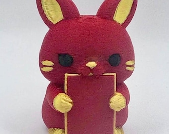 3D Printed Rabbit Figurine – Lunar New Year Zodiac Collectible, Red Gold Detail