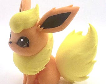 3D Printed Fire Fox Figurine – Inspired by Flareon, 3 Inch PLA Collectible Sculpture