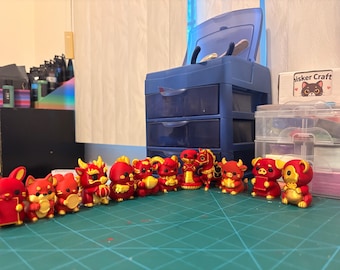 3D Printed Zodiac Figurines, Lunar New Year Decor, Party Favors