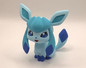 Glaceon Figure, 3D Printed Eeveelution, Pokemon Inspired Desk Decor, Multicolor PLA Collectible, Gift for Pokemon Fans