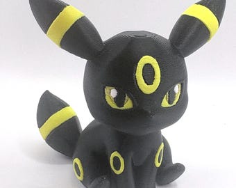 Chibi Umbreon 3D Printed Figurine, Cute Anime Desk Pet, Kawaii Eeveelution Statue, Dark Type Collectible, Gamer Gift For Him Her