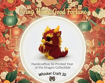 Handcrafted 3D Printed Dragon Figurine – Chinese Zodiac Decor, Lunar New Year Charm