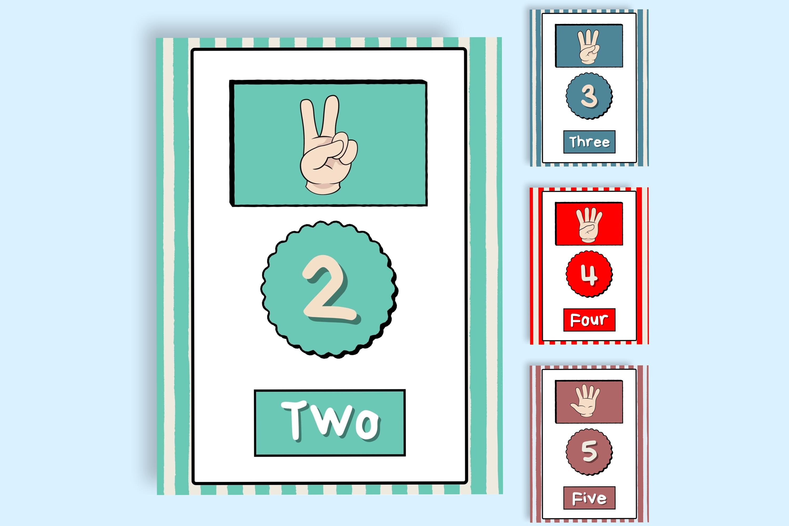 Hand Sign Counting Image Hand Sign Counting Flashcards /poster| Printable Number Learning Cards ...