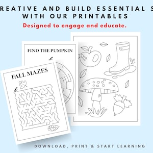 Autumn maze  Fun Activity for Kid with Word Searches, Puzzles, Colouring Pages, and Fall Games to Spark Creativity and Keep Children Engaged