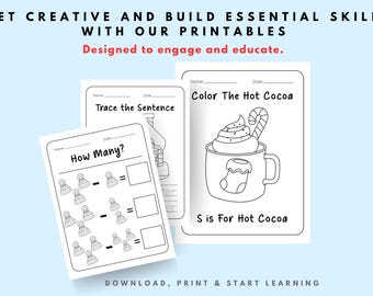 Winter Activity for Bundle: Kids Math, Letters, Coloring Pages (PDF)