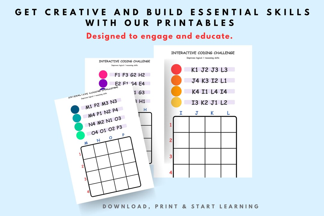 Logic Game Coding Puzzles: Strategy Games Coordinate Grid STEM Activity ...