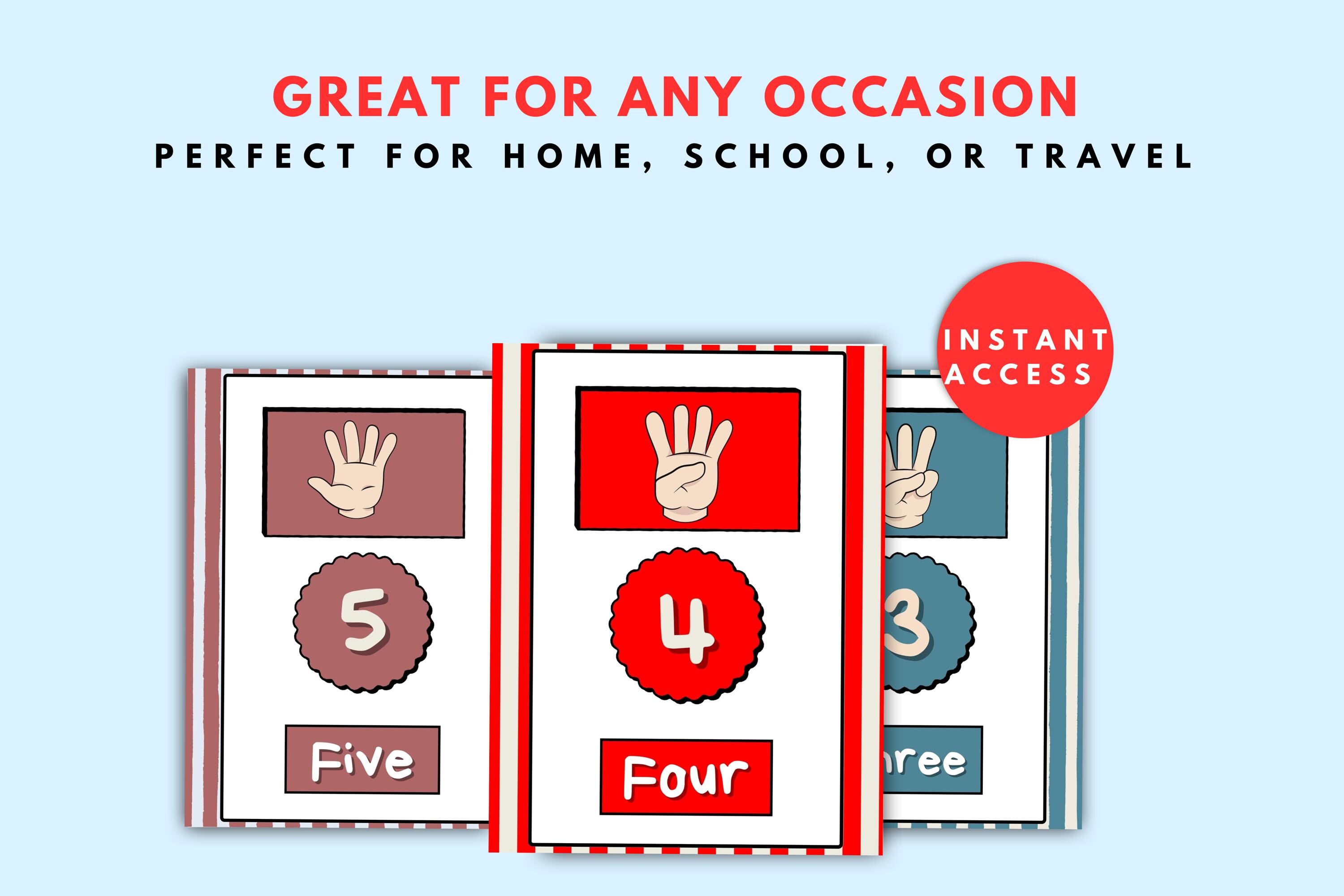 Hand Sign Counting Image Hand Sign Counting Flashcards /poster| Printable Number Learning Cards ...
