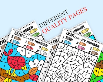 Fall Color by Number Printable: Kids Autumn Coloring Pages (Digital Download)
