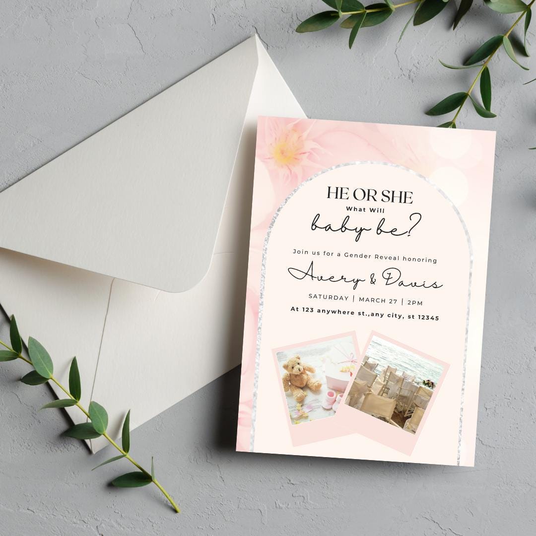 Customizable Gender Reveal Invite Template | Nice He or She Baby Shower ...