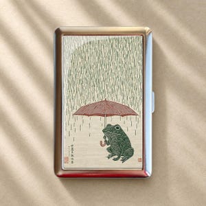 Japanese Frog With Umbrella Cigarette Case-Zigarettenetui Wallet Metal Joint Holder