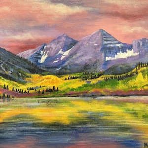Pittura acrilica Maroon Bells 12 &quot;x 14&quot;