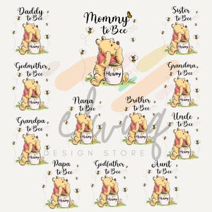 Family Bundle T-shirt Sublimation, Pregnancy Announcement Shirt Iron On Graphics, Mommy to Bee, Daddy to Bee, Bee theme png
