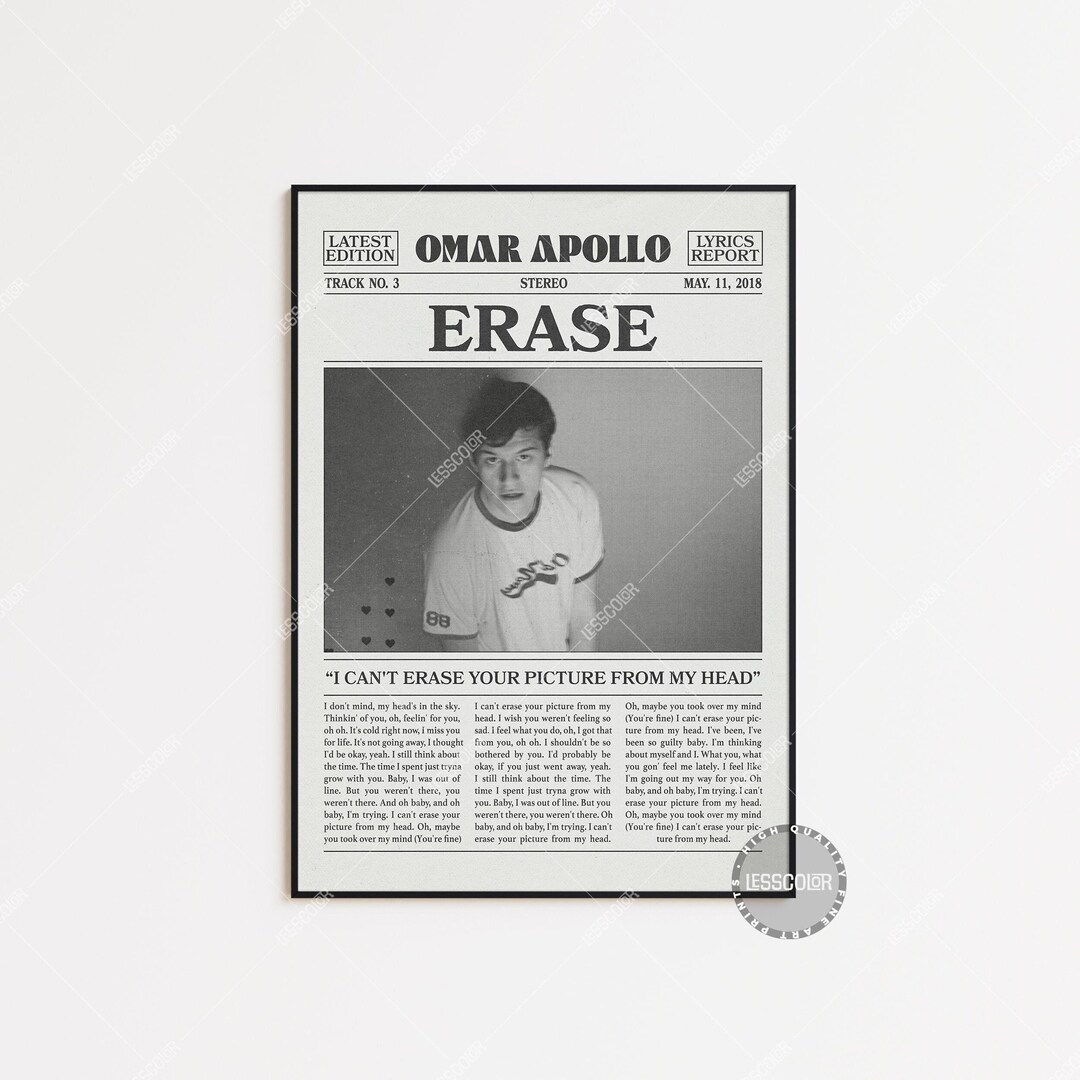Omar Apollo Retro Newspaper Print Erase Poster Erase Lyrics Print