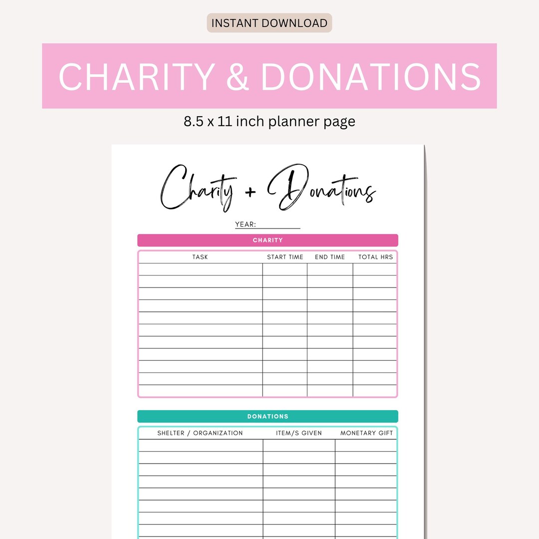 Donation Tracker Printable, Tithe Tracker, Giving Log, Charitable ...