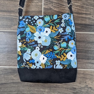 Rifle Paper Blue floral crossbody bag