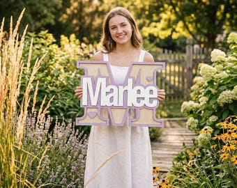 Initials Family Name Sign, Personalized Capitalized Name Sign, Name Wall Art, Nursery Name Sign, Baptism Gifts