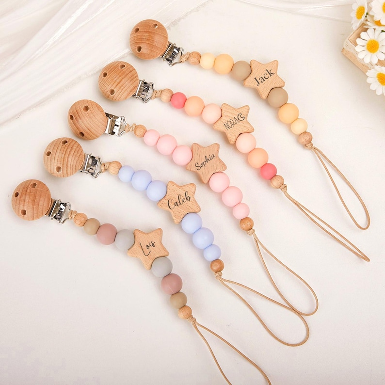 Personalized Pacifier Clip, Baby Shower Gift, Custom Soother Clip ...