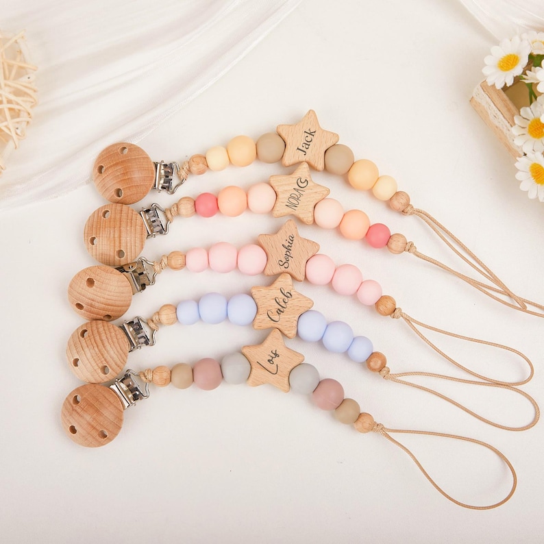 Personalized Pacifier Clip, Baby Shower Gift, Custom Soother Clip ...
