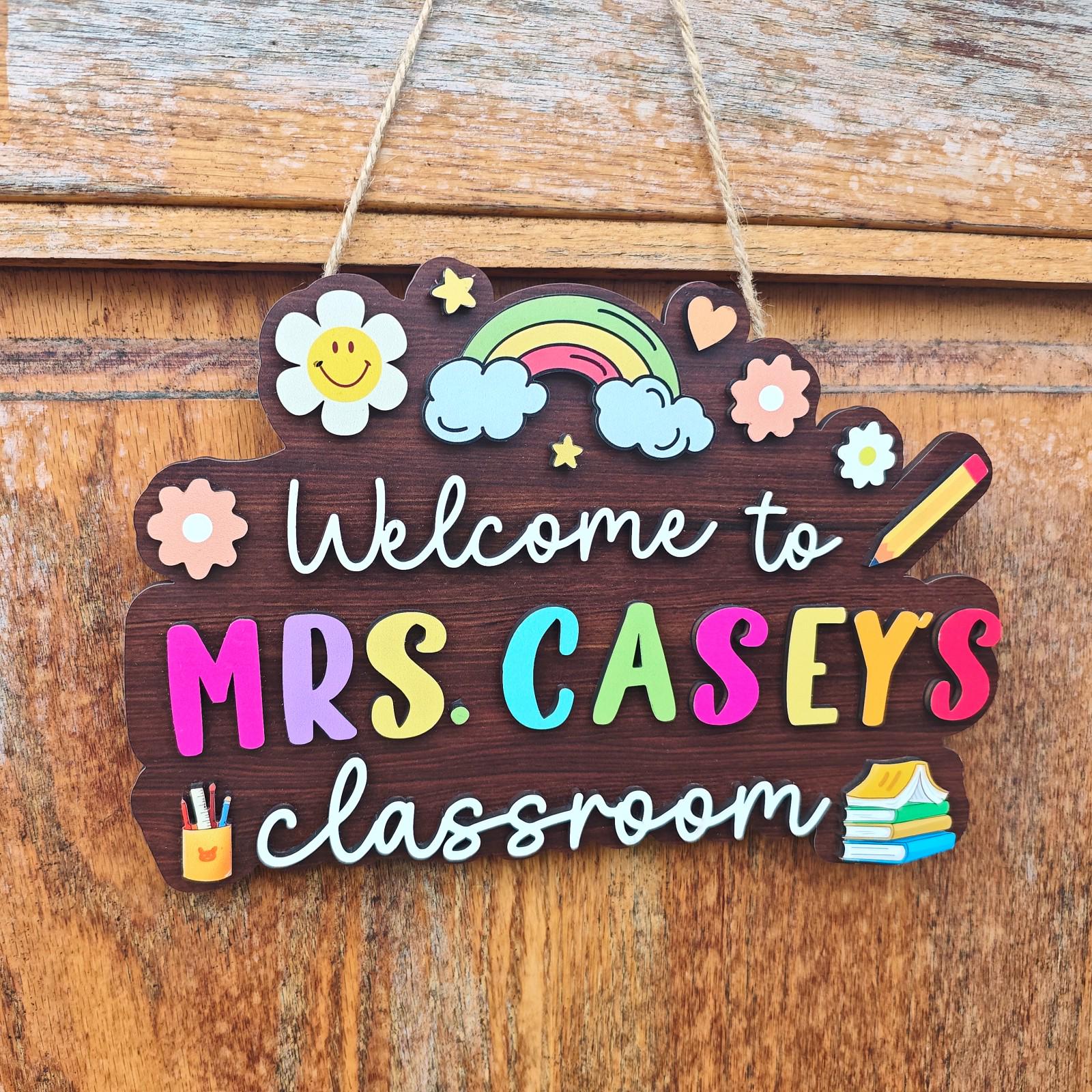 Personalized Teacher Sign: 3D Wood Classroom Door Decor - Etsy