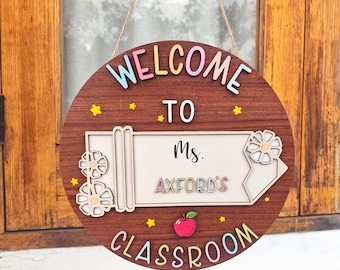 Aangepaste deurhanger leraar, klasdecor, naambord leraar