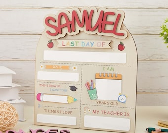 Personalized First Day of School Sign: Reusable Wood Photo Prop
