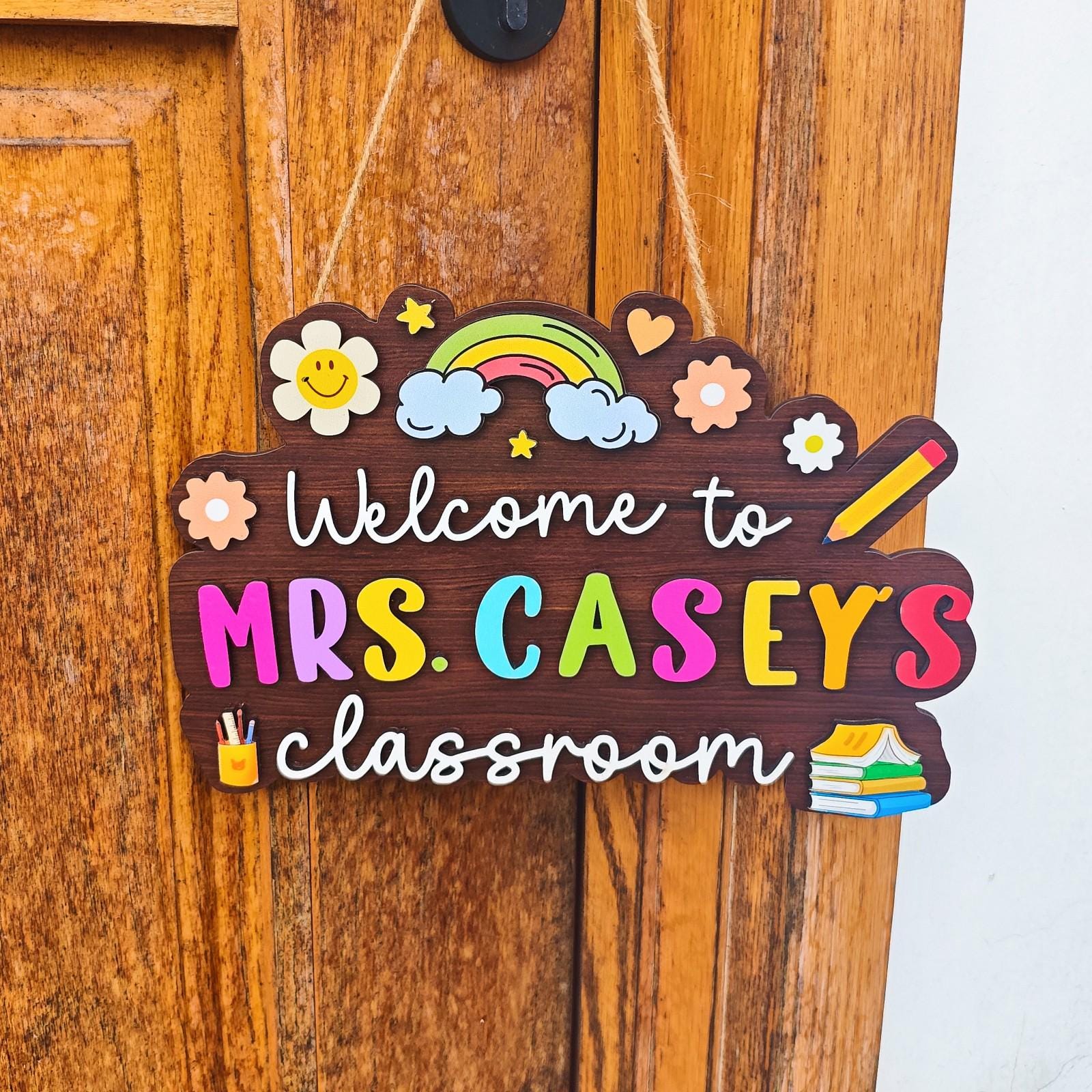Personalized Teacher Sign: 3D Wood Classroom Door Decor - Etsy