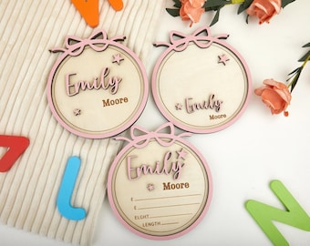 Personalized Baby Announcement Sign: Hand-Painted Wood Birth Stats