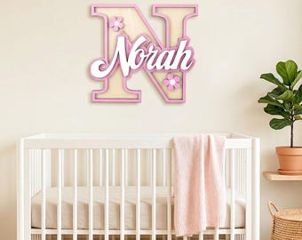 Custom Wood Name Sign for Children’s Room, Personalized Capitalized Name Sign, Gift for Birth, Wall Decoration, Door Sign