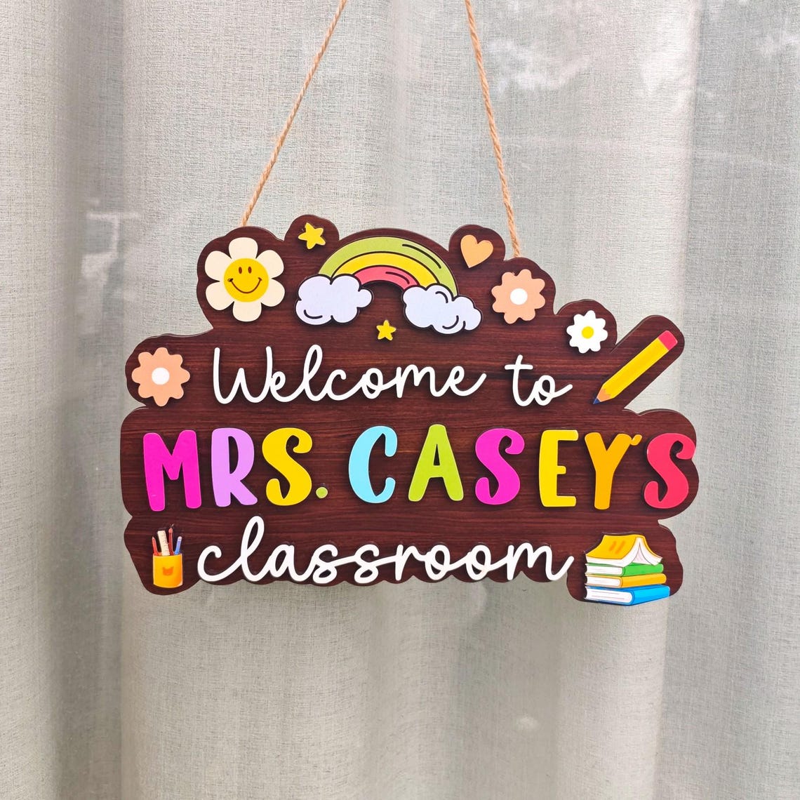 Personalized Teacher Sign: 3D Wood Classroom Door Decor - Etsy