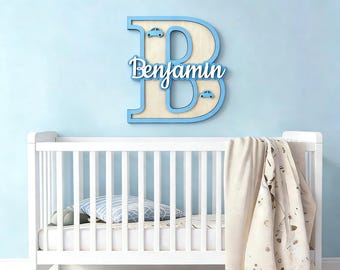 Nursery Name Sign, Baby Wood Name Sign, Baby Shower Gift, Door Sign