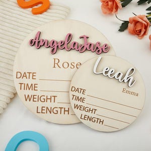 Aangepast bord babynaam, gepersonaliseerd bord voor babynaamaankondiging, 3D-houten geboortebord baby, bord voor ziekenhuis, kraamcadeau voor kersverse moeder.
