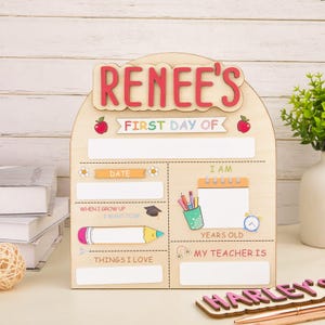 Personalized First Day School Sign, Custom First And Last Day Of School Sign, Reusable Back to School Sign For Photos, Photo Prop