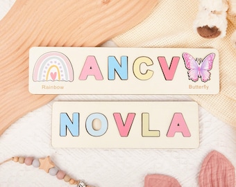 Custom Wooden Name Puzzle – Personalized Baby Gift, Wood Toy