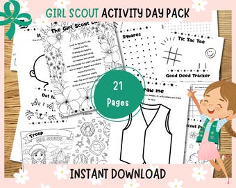 Girl Scouts Printable Activity Pack | Daisy Brownie Junior Worksheets | Coloring Pages, Scavenger Hunt, Cookie Goal Tracker, Badge Maker PDF