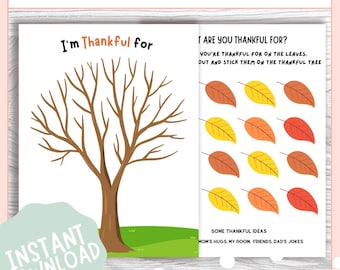 Thankful Tree Activity, Printable thanksgiving game, fall activity for kids and adults, thanksgiving games printable, classroom game