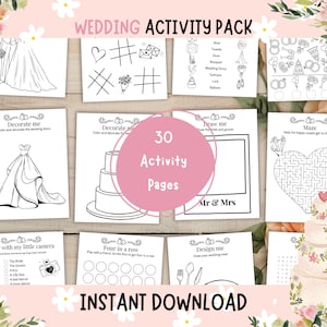 Pack d'activités de mariage de 30 pages pour enfants : des jeux à imprimer amusants et captivants ! Table pour enfants, cadeau de réception de mariage pour enfants, événements de mariage, téléchargement