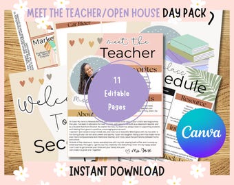 Boho Meet the Teacher Editable Pack, Back to School Open House Kit, Teacher Templates PreK-5th Grade, Printable Classroom Decor