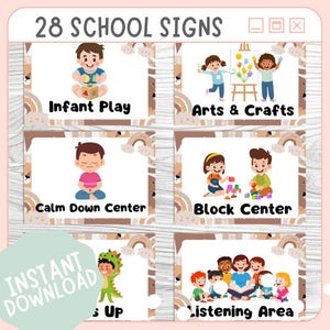 28 Preschool Center Signs – Printable Classroom Labels for Early Learning! Day Care classroom, homeschool setup. Instant Download