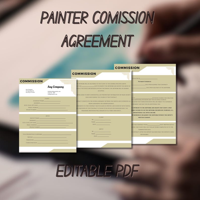 Artist Commission Contract Template Word / PDF Fully Customizable and