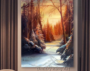 Canvaskunst winterbos wintermuurkunst kerstboom muurdecor winterlandschapskunst sneeuw winterkunst sneeuwkunst voor woonkamer