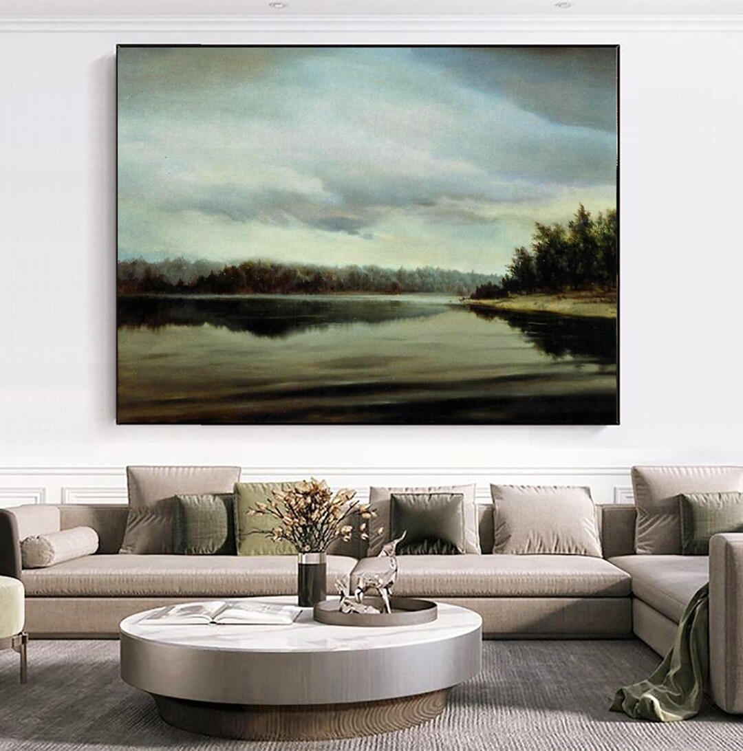 Large Abstract Landscape Art Modern Calming Moody Landscape on Canvas ...