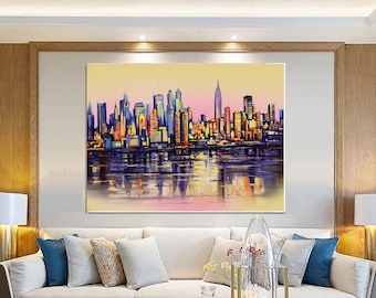 Large New York Wall Art Colorful Modern New York City Skyline Canvas ...