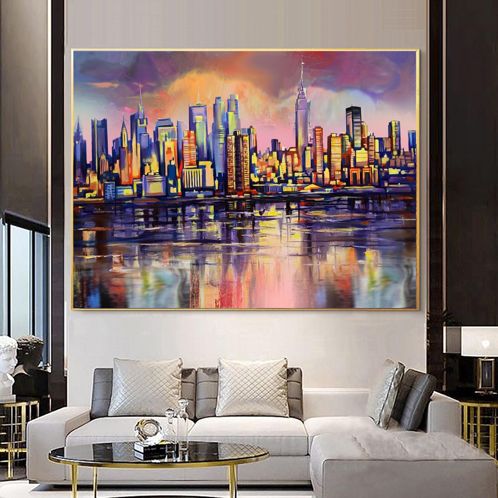 Large New York Wall Art Colorful Modern New York City Skyline Canvas ...