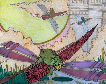 Libélulas con ranas guerreras